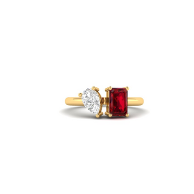 Toi et Moi Tia Ring in Ruby - 1.2 carat