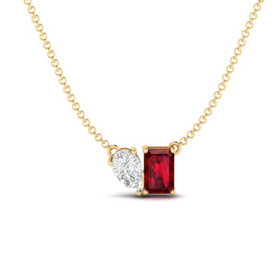 Toi et Moi Tia Necklace in Ruby - 1.2 carat