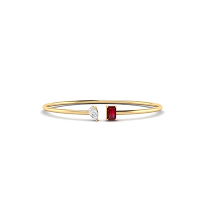 Toi et Moi Tia Bangle in Ruby - 1.2 carat