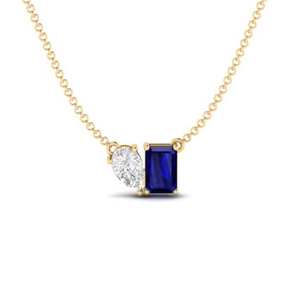 Toi et Moi Tia Necklace in Sapphire - 1.2 carat