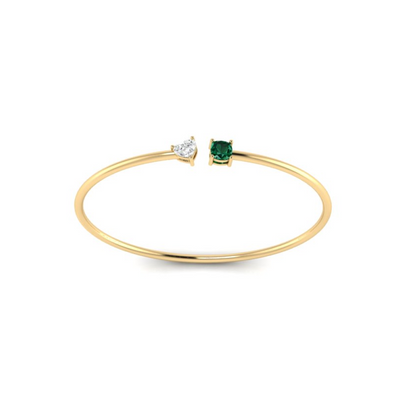 Toi et Moi Mia Bangle in Emerald - 1 carat