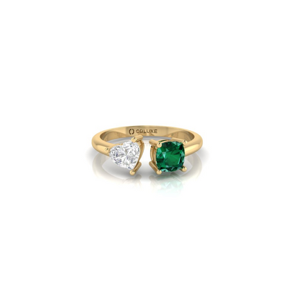 Toi et Moi Mia Ring in Emerald - 1 carat