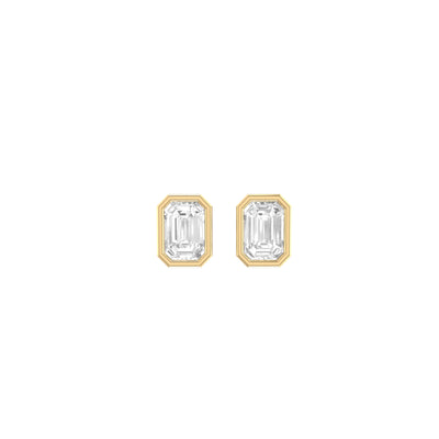 Emerald Soli Earrings in Bezel - 1 carat