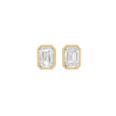 Emerald Soli Earrings in Bezel - 3 carats