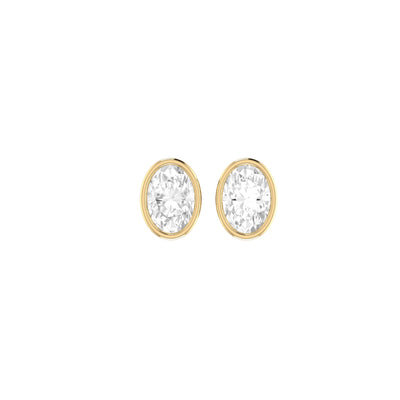 Oval Soli Earrings in Bezel - 3 carats