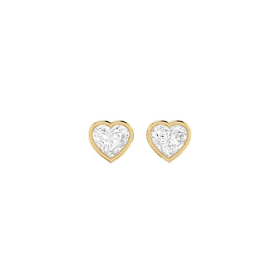 Heart Soli Earrings in Bezel - 1 carat