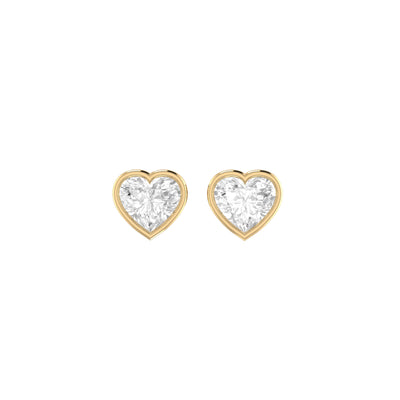 Heart Soli Earrings in Bezel - 3 carats