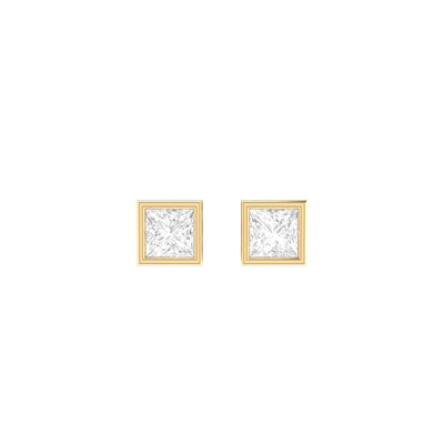 Princess Soli Earrings in Bezel - 1 carat