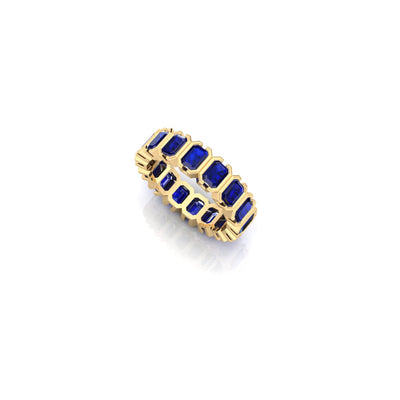 Blue Sapphire Forever & Ever Ring in Half Bezel - 3.2 carats