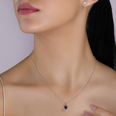 Blue Sapphire Heart Drop Pendant - 1 carat
