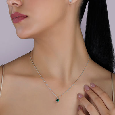 Emerald Heart Drop Pendant - 1 carat