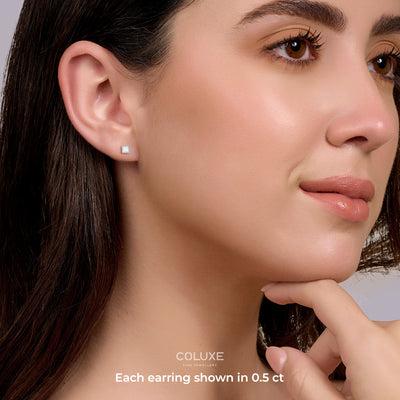 Princess Soli Earrings in Bezel - 1 carat