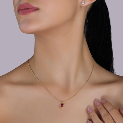 Ruby Heart Drop Pendant - 1 carat