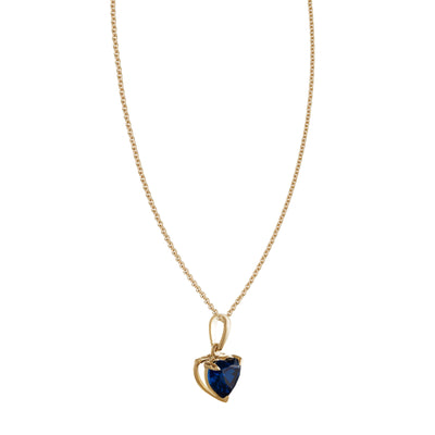Blue Sapphire Heart Drop Pendant