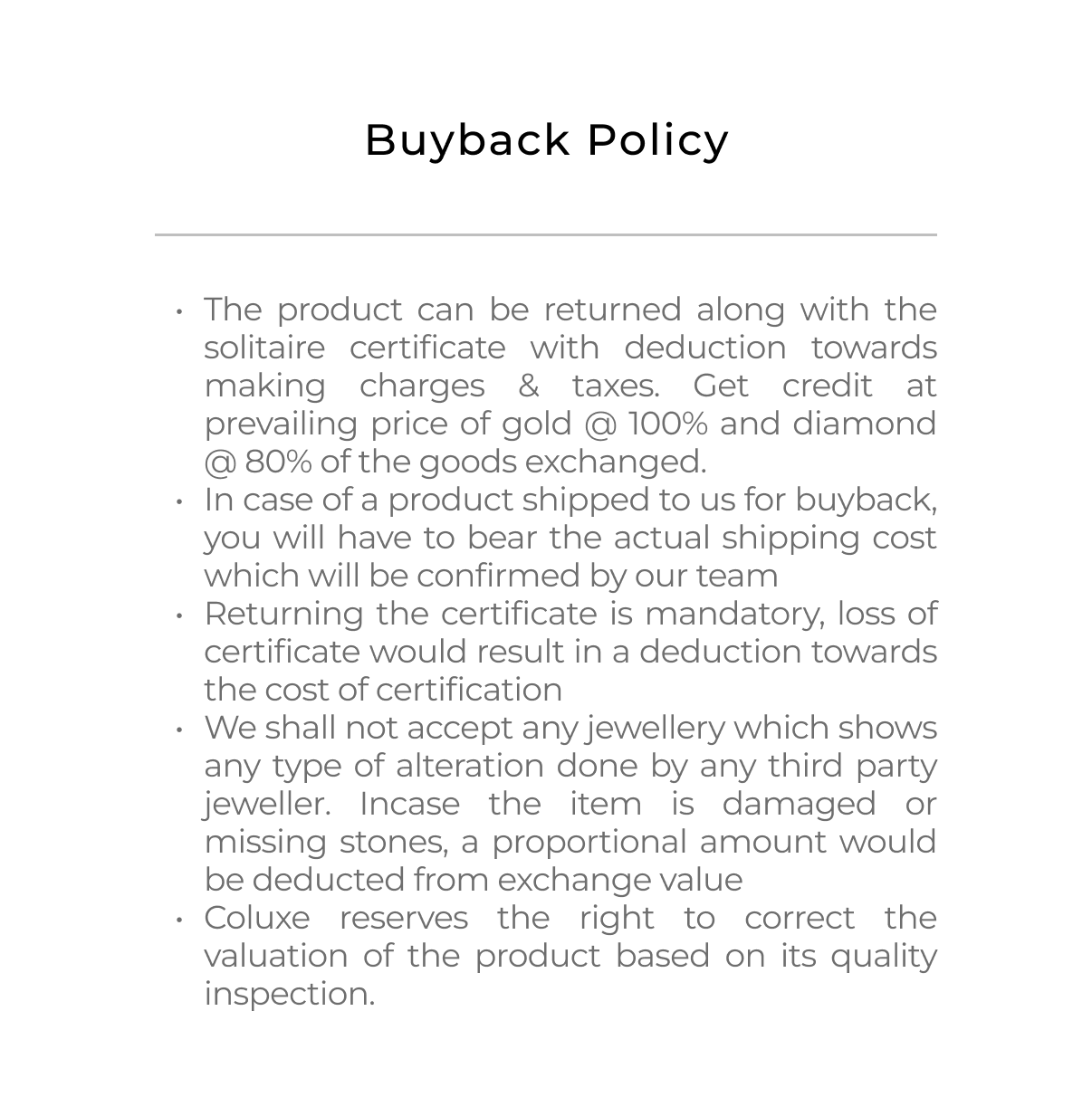 Buyback Policy