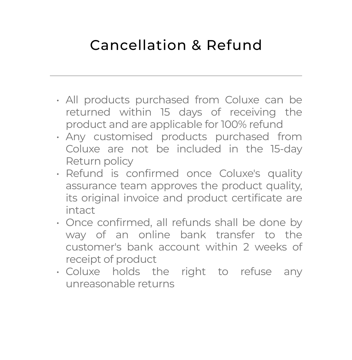 Cancellation & Refund