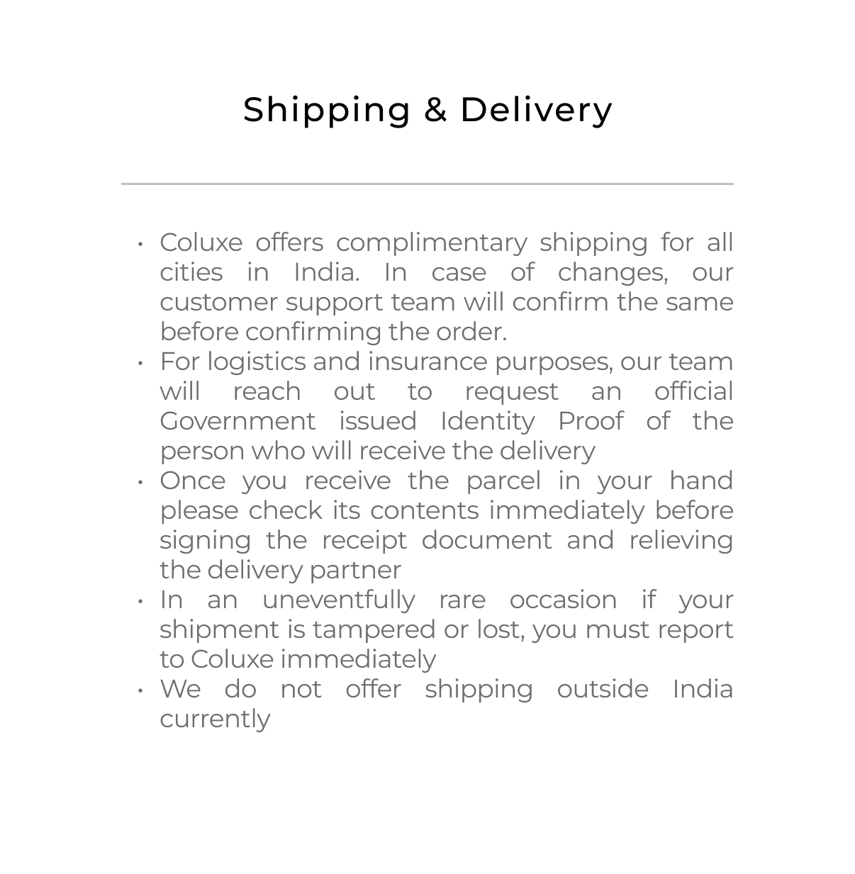 Shipping & Delivery
